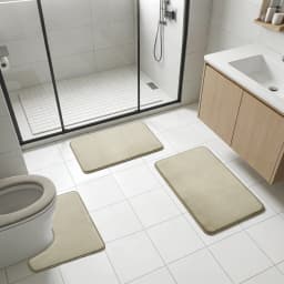 3-Piece Microfiber Bath Rug Set, Soft Non-Slip Washable Bathroom Mats for Shower Toilet Sink Wet Floor