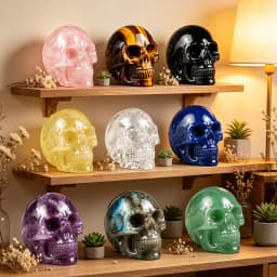 2 Inch Rose Quartz Skull Crystal Decor Hand Carved Healing Stone Home Office Halloween Party Decoration Gift Collection