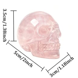 2 Inch Rose Quartz Skull Crystal Decor Hand Carved Healing Stone Home Office Halloween Party Decoration Gift Collection