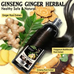 Black Hair Shampoo 200 ml with Smoothing Serum and Detangling Brush, Gradual Gray Coverage Plant-Based Hair Deep Cleaning and Treatment for Unisex