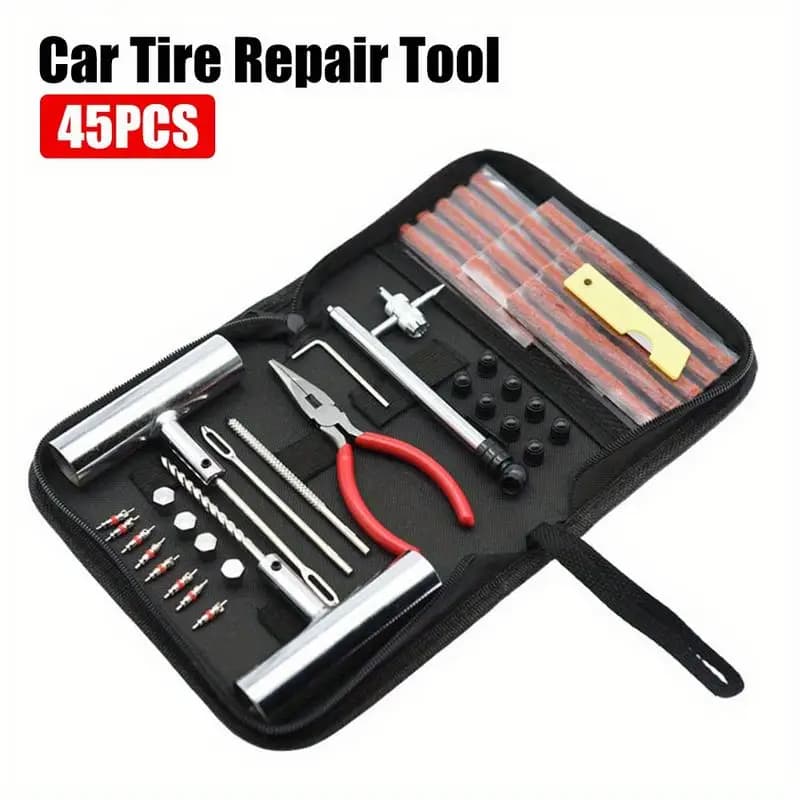 1Set Auto Bike Tire Repair Tool Kit 45 PCS Studding Set for Motorcycle Car Puncture Plug Accessories Tyre Repair Kit Garage Tools Motorcycle Tools