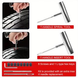 1Set Auto Bike Tire Repair Tool Kit 45 PCS Studding Set for Motorcycle Car Puncture Plug Accessories Tyre Repair Kit Garage Tools Motorcycle Tools