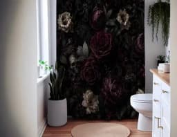 Gothic Floral Shower Curtain, Dark Academia Bathroom Decor, Moody Rose, Gothic Bath Curtain, Black Floral Decor
