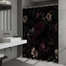 Gothic Floral Shower Curtain, Dark Academia Bathroom Decor, Moody Rose, Gothic Bath Curtain, Black Floral Decor