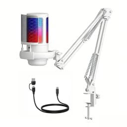 Esports USB Gaming Microphone with Boom Arm Stand, Desktop Mic for Live Streaming Recording, PC Gaming Broadcast Equipment