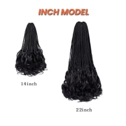 French Curl Crochet Braids 14 Inch 22 Inch Goddess Box Braids Crochet Hair For Women 9 Packs Pre Looped Crochet Box Braid with Curly Ends Black Synthetic French Curly Braiding Hair Extensions 12 Strands/Pack