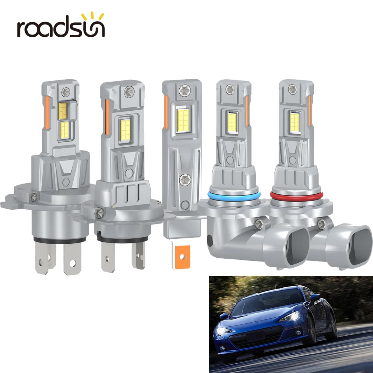 2PCS Car LED Bulbs H1 H7 H11 High/ Low Beam H4 9005/HB3 9006/HB4 9012 Headlight Bulbs 30000LM 6000K White 1:1 Mini Size Fog Light Bulbs 70000hrs Lifespan Plug& Play DC12V Cars