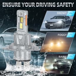 2PCS Car LED Bulbs H1 H7 H11 High/ Low Beam H4 9005/HB3 9006/HB4 9012 Headlight Bulbs 30000LM 6000K White 1:1 Mini Size Fog Light Bulbs 70000hrs Lifespan Plug& Play DC12V Cars