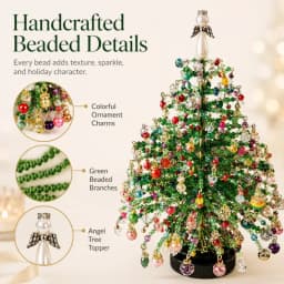 Mini Desktop Christmas Tree DIY Beaded Christmas Tree Kit Bead Holiday Craft DIY Set Christmas Halloween Ornaments Xmas Decor