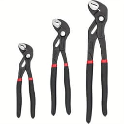 3‑Piece Quick Release Groove Joint Water Pump Pliers Set, Drop Forged Chrome Vanadium Steel, 8/10/12 Inch Black Hand Tool for Plumbing Repair