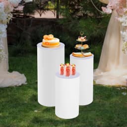 Pedestal Display Stand, PVC Cylinder Pedestal Stand, Free Standing 3pcs Pedestal Stand, for Weddings, Stores, Birthdays, Baby Showers