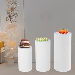 Pedestal Display Stand, PVC Cylinder Pedestal Stand, Free Standing 3pcs Pedestal Stand, for Weddings, Stores, Birthdays, Baby Showers