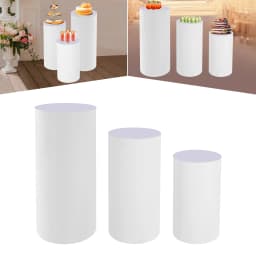 Pedestal Display Stand, PVC Cylinder Pedestal Stand, Free Standing 3pcs Pedestal Stand, for Weddings, Stores, Birthdays, Baby Showers