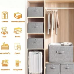4-Pack Extra Large Fabric Storage Boxes With Linen Cover And Plastic Tray Foldable Storage Organizer For Bedding, Suitable For Wardrobes, Bedrooms, Kitchens, Books Multi-Purpose Storage Organizer