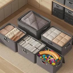 4-Pack Extra Large Fabric Storage Boxes With Linen Cover And Plastic Tray Foldable Storage Organizer For Bedding, Suitable For Wardrobes, Bedrooms, Kitchens, Books Multi-Purpose Storage Organizer
