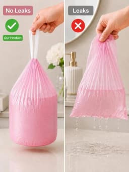 200Pcs Pink & White Drawstring Trash Bags – 4–5 Gallon Small Garbage Bags, Heavy Duty Leakproof Odor-Control Liners For Bathroom, Kitchen, Bedroom & Home Use, Durable Strong Household Waste Bags