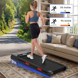 3.0HP Raceable Walking Pad Under Desk Treadmill with 9% Incline Adjustable Speed 1-6KM/H LCD Screen Display 136KG Load For Home