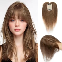 5x9cm Natural Human Hair Toppers For Women Silk Base Weightless Cover Wide Hairpart/Grey Hair P4-27 Highlight Piano Breathable Daily Use