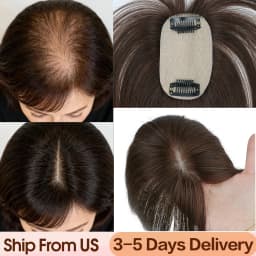 5x9cm Natural Human Hair Toppers For Women Silk Base Weightless Cover Wide Hairpart/Grey Hair P4-27 Highlight Piano Breathable Daily Use