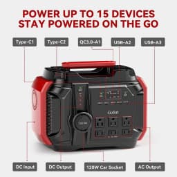 Portable Power Station 540Wh/500W(Peak 1000W) 6 x AC 110V Outlets PD 60W Portable Solar Generator CPAP Battery Power Outage Supplies Emergency Backup Power for Outdoor RV/Van Camping Fishing,Outdoor Energy Camping Travel(Solar panels sold separately)