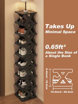 6/9-Tier Vertical Narrow Shoe Rack Space Saving Standing Shoe Organizer for Entryway Closet Hallway Black White