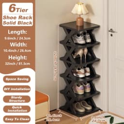 6/9-Tier Vertical Narrow Shoe Rack Space Saving Standing Shoe Organizer for Entryway Closet Hallway Black White