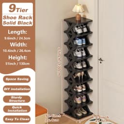 6/9-Tier Vertical Narrow Shoe Rack Space Saving Standing Shoe Organizer for Entryway Closet Hallway Black White