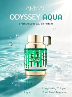 Armaf Odyssey Aqua Men's EDP, 3.4 oz/100ml, 1 Bottle, Fresh Aquatic Aromatic Long Lasting Cologne, Men's Fragrance Gift, Birthday, Anniversary, Fall, Thanksgiving, Black Friday, Christmas, New Year Holiday Gift