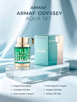 Armaf Odyssey Aqua Men's EDP, 3.4 oz/100ml, 1 Bottle, Fresh Aquatic Aromatic Long Lasting Cologne, Men's Fragrance Gift, Birthday, Anniversary, Fall, Thanksgiving, Black Friday, Christmas, New Year Holiday Gift