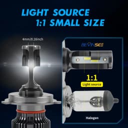 BEVINSEE H4 H7 H1 H11 H3 9004 9007 9008 LED Headlight Bulbs 50W 6000LM HB3/9005 HB4/9006 880/881 LED Fog Lights 6000K Mini Size