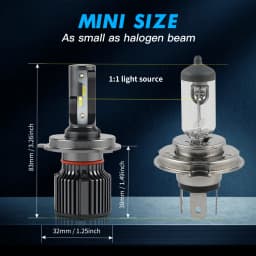 BEVINSEE H4 H7 H1 H11 H3 9004 9007 9008 LED Headlight Bulbs 50W 6000LM HB3/9005 HB4/9006 880/881 LED Fog Lights 6000K Mini Size
