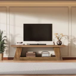 63 Rustic TV Stand For 55 60 65 75Inch TVs, Long Media TV Console With Storage Shelve, Entertainment Center Television Stand Fo