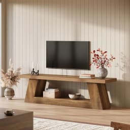63 Rustic TV Stand For 55 60 65 75Inch TVs, Long Media TV Console With Storage Shelve, Entertainment Center Television Stand Fo