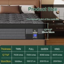 Queen Mattress, 12 Inch Hybrid Queen Size Mattress in a Box Memory Foam & Individual Pocket Springs, Medium Firm Feel, Motion Isolation, Pressure Relief, Edge Support, Help with Back Pain