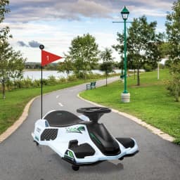 12V Electric Drift Go Kart For Kids, 7.5 MPH Ride On Racing Car, 5 Wheels, LED Lights, Music, Variable Speed, 110 LB Capacity