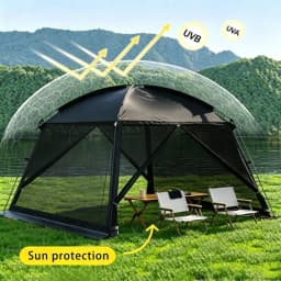Outdoor Mosquito Net Gazebo Tent for 4-8 Person, Fine Mesh Netting, Breathable Sun Protection Top, Spacious Durable Wind Resistant Frame, Easy Setup Portable Pop Up, Camping Backyard Picnic Party Pavilion, All Season Shade Shelter