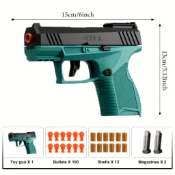 Soft Bullet Gun Toy Pistol with 100 Bullets, 12 Shells, and 2 Magazines New Toy Gun Pistol Hollow Hanging Machine, Toy Foam Blas