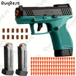 Soft Bullet Gun Toy Pistol with 100 Bullets, 12 Shells, and 2 Magazines New Toy Gun Pistol Hollow Hanging Machine, Toy Foam Blas