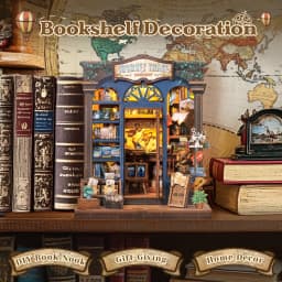 Original CUTEBEE 241pcs Journey Trace Bookshop Book Nook Kit joy nook DIY Miniature House Kit for Adults Booknook Bookstore Bookshelf 3D Wooden Puzzles Gifts for Women Teenagers tinycraft 3D Wooden Puzzle Bookshelf Insert Decor with LED Light girl Gifts