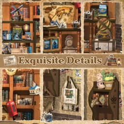Original CUTEBEE 241pcs Journey Trace Bookshop Book Nook Kit joy nook DIY Miniature House Kit for Adults Booknook Bookstore Bookshelf 3D Wooden Puzzles Gifts for Women Teenagers tinycraft 3D Wooden Puzzle Bookshelf Insert Decor with LED Light girl Gifts
