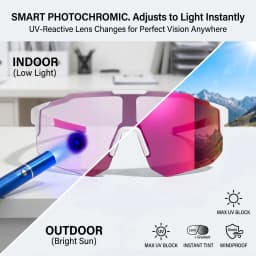 Polarized Sports Sunglasses for Men Women Photochromic Cycling Glasses UV400 Protection Windproof Goggles for Skiing Mountaineering Running Fishing Large Shield Lens Fashionable Colorful Mirrored Outdoor Sport Eyewear