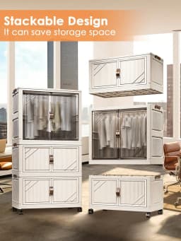Portable Folding Wardrobe Closet with Hanging Rod & Door, Large‑Capacity Freestanding Clothes Storage Armoire, Easy‑to‑Assemble Stackable Closet Organizer for Bedroom, Apartment, Dorm & Living Room