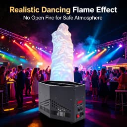Fake Fire Flame Light with Remote Control, Simulated Flame Atmosphere LED Lamp with 24 RGBW Beads & 1.5m Flame Cloth, Stage Party DJ Decorative Lighting Effect, Black