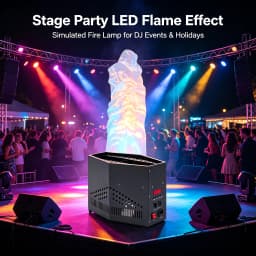 Fake Fire Flame Light with Remote Control, Simulated Flame Atmosphere LED Lamp with 24 RGBW Beads & 1.5m Flame Cloth, Stage Party DJ Decorative Lighting Effect, Black