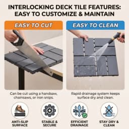44 Pcs Interlocking Deck Tiles 12x12 Waterproof Outdoor Patio Flooring Non-Slip Plastic Snap Together Floor Mat for Backyard