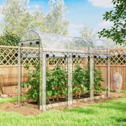 Walk-In Tunnel Greenhouse, Arch-Shaped Greenhouse with 8 Rolling Shutter Doors, Transparent