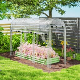 Walk-In Tunnel Greenhouse, Arch-Shaped Greenhouse with 8 Rolling Shutter Doors, Transparent