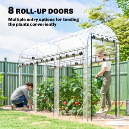 Walk-In Tunnel Greenhouse, Arch-Shaped Greenhouse with 8 Rolling Shutter Doors, Transparent