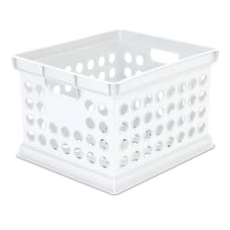White Plastic Storage Crate 1ct , Stackable Storage Bin Organizer for Home, Bedroom, Office, Kitchen and Closet Organization