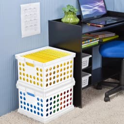 White Plastic Storage Crate 1ct , Stackable Storage Bin Organizer for Home, Bedroom, Office, Kitchen and Closet Organization